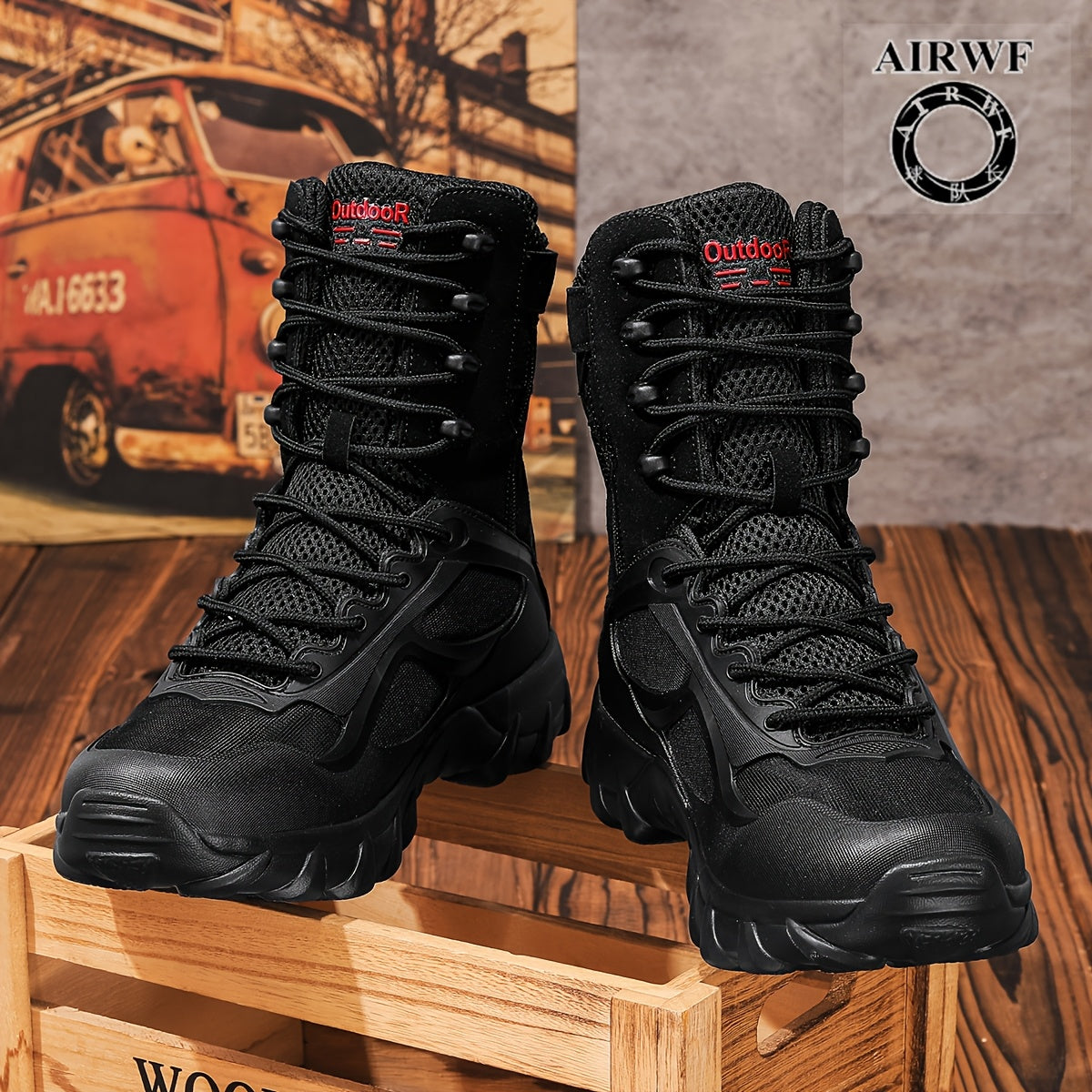 Stivali tattici da uomo, scarponcini stringati robusti, beige, da outdoor militare