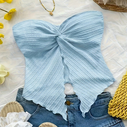 Damen Bandeau-Top Schleifen-Design Sommer Festivallook Elegant