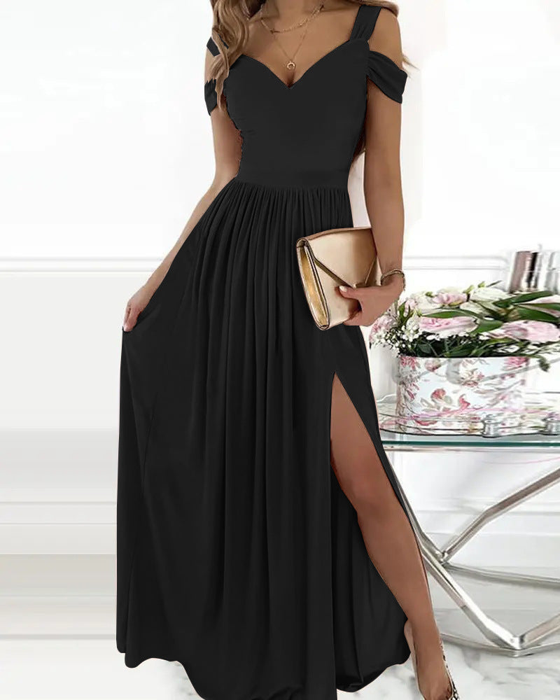 Judith – Boho spaghetti bandjurk met split