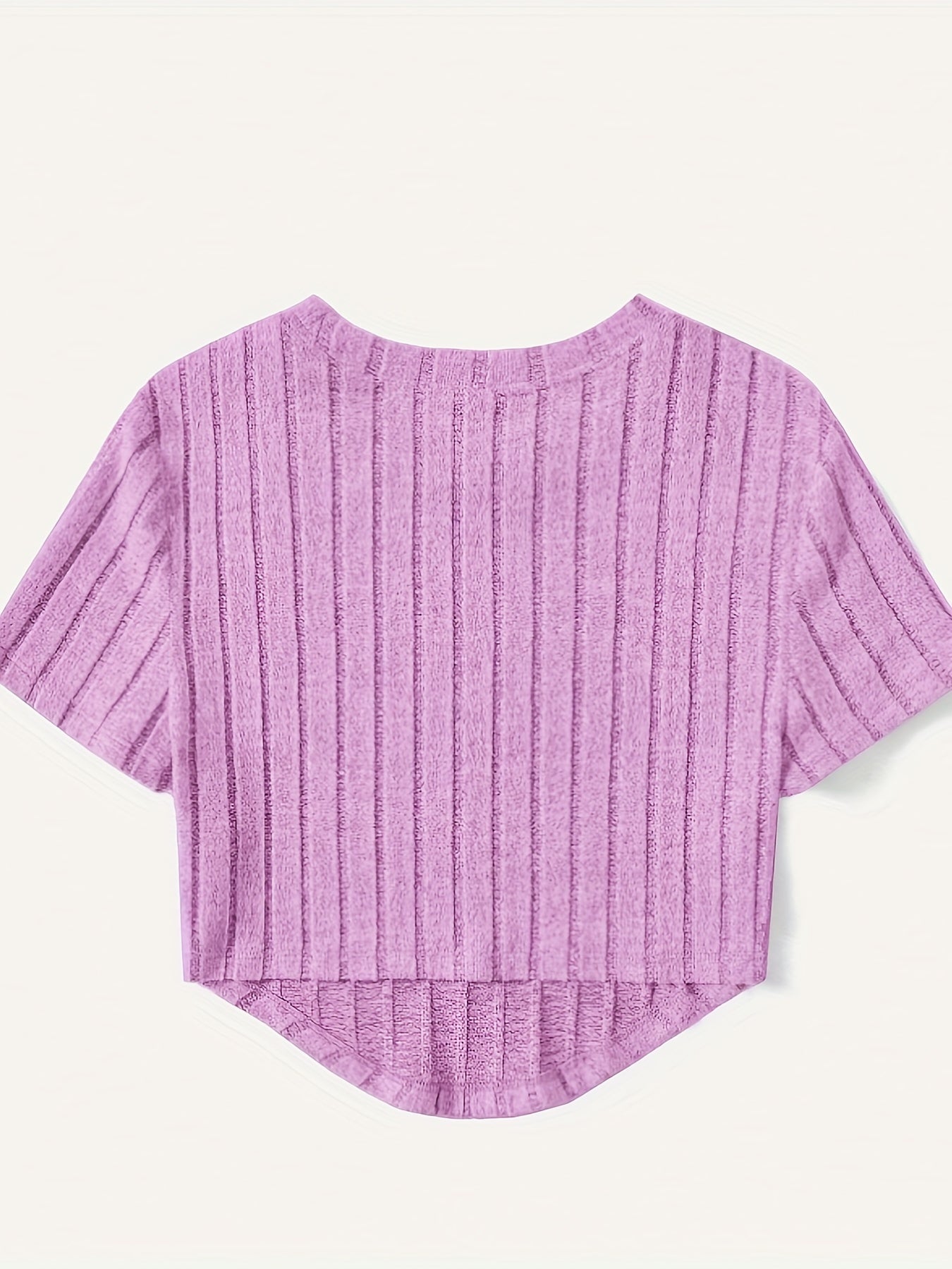 Dame kortermet ribbestrikket crop-top – avslappet sommer fritidsskjorte