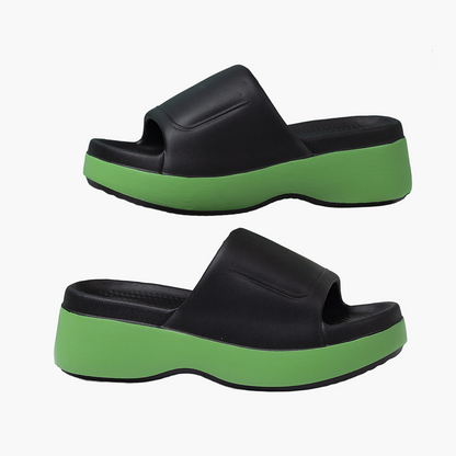 Damen Plateau-Slipper für den Sommer – Bequeme Freizeit Hausschuhe mit offenem Zehenbereich