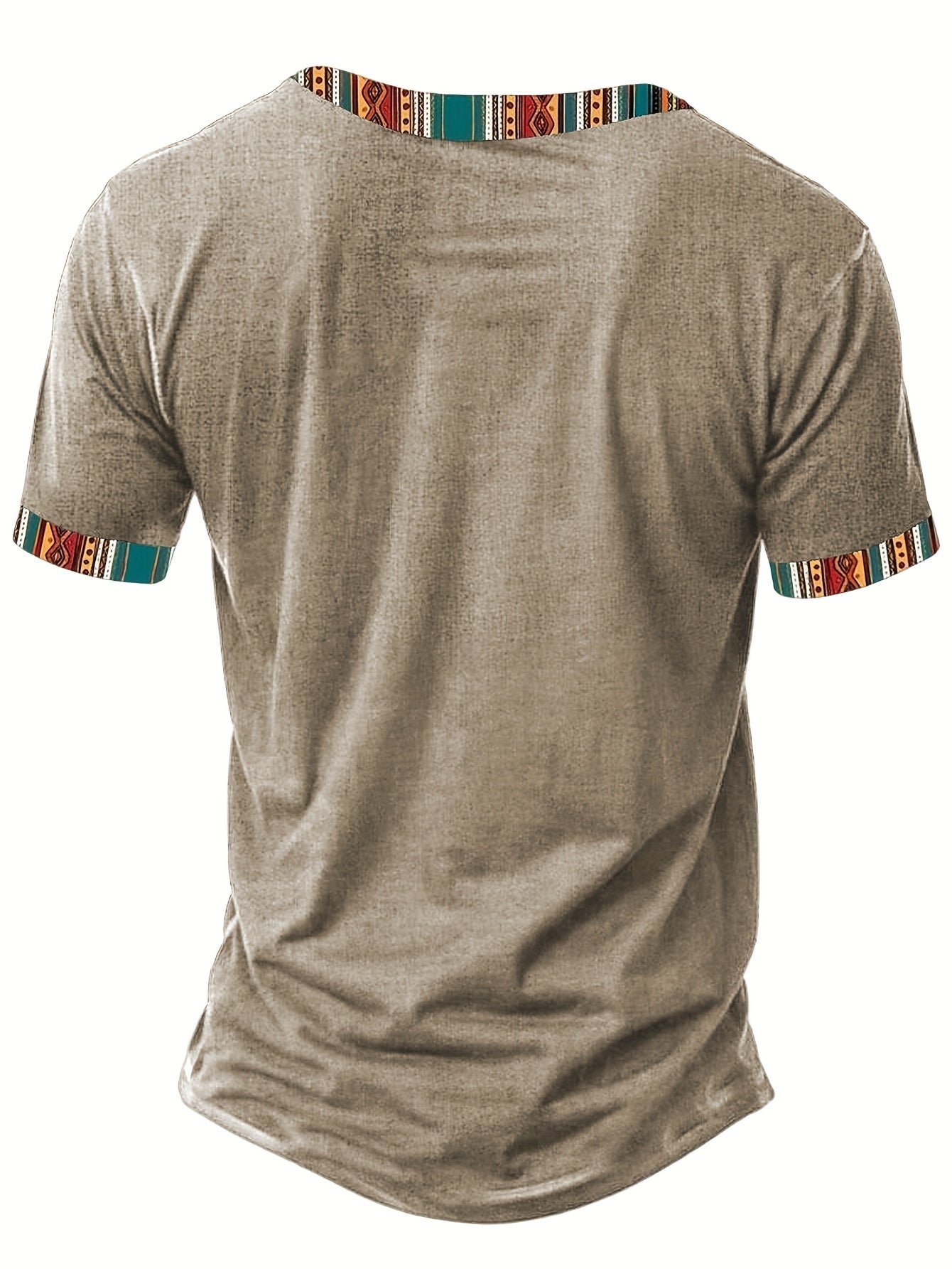 Chemise décontractée homme à manches courtes style ethnique avec motif tribal et col en V