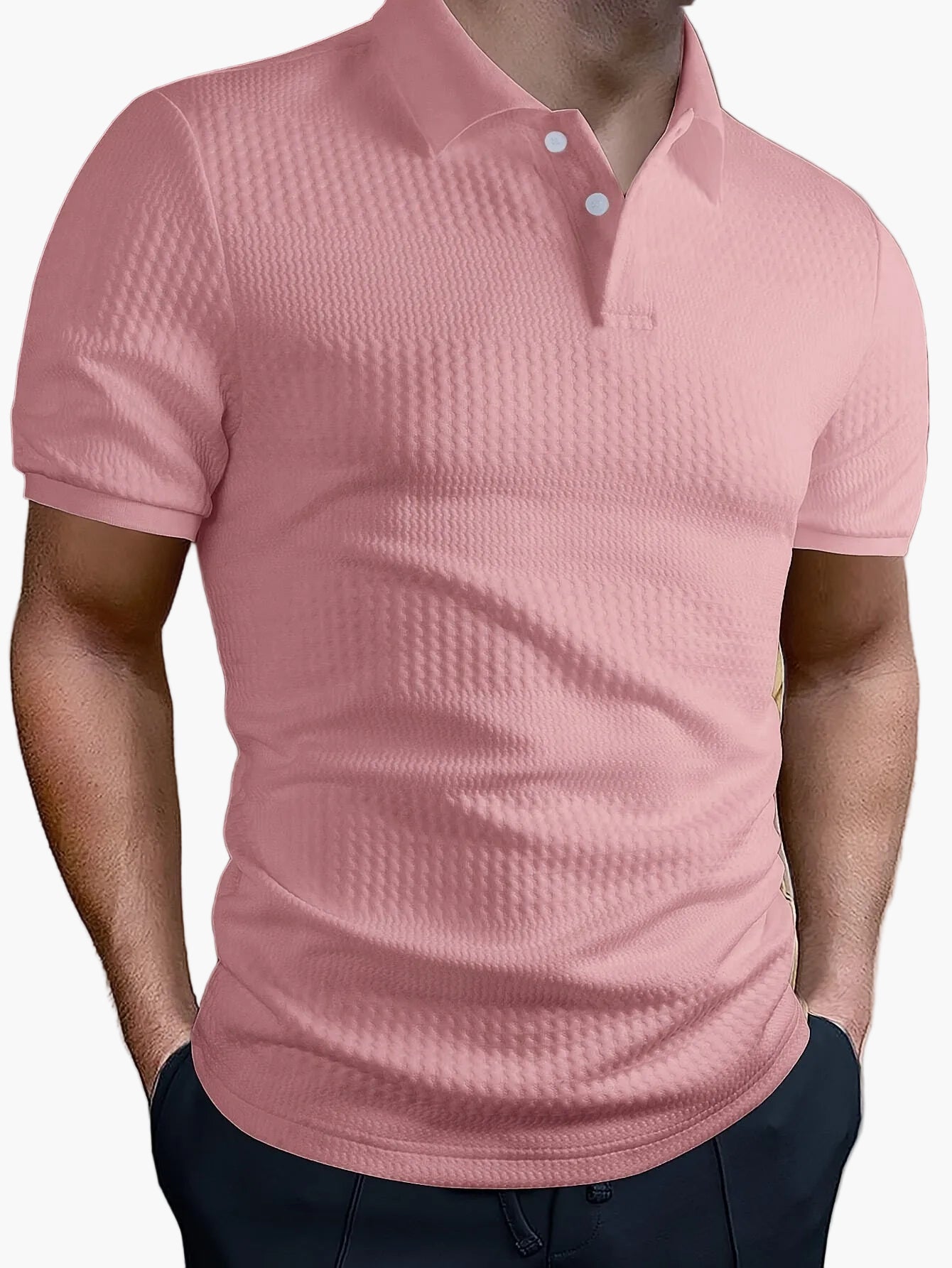 Herren Polohemd Slim Fit Freizeit Geometrisches Muster Kurzarm für Alltag und Büro