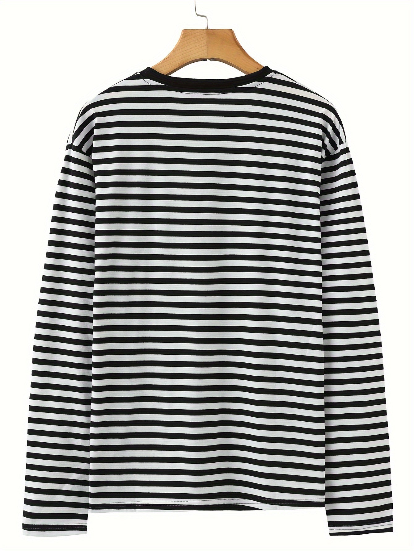 Gestreiftes Langarmshirt Rundhals Casual Blau Weiß