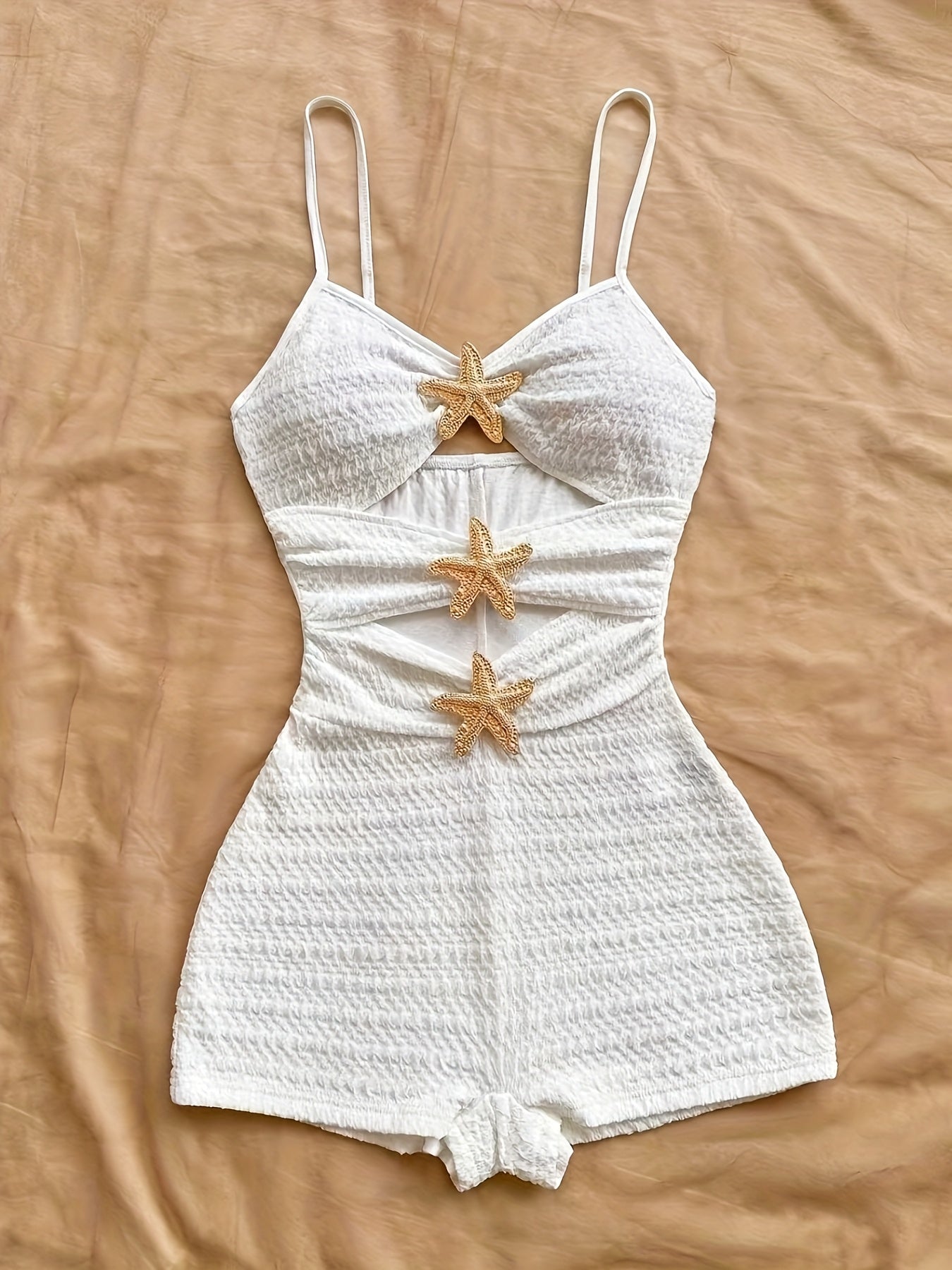 Dame Jumpsuit heldrakt med stjernedekor, strand- og feriestil, sommermote