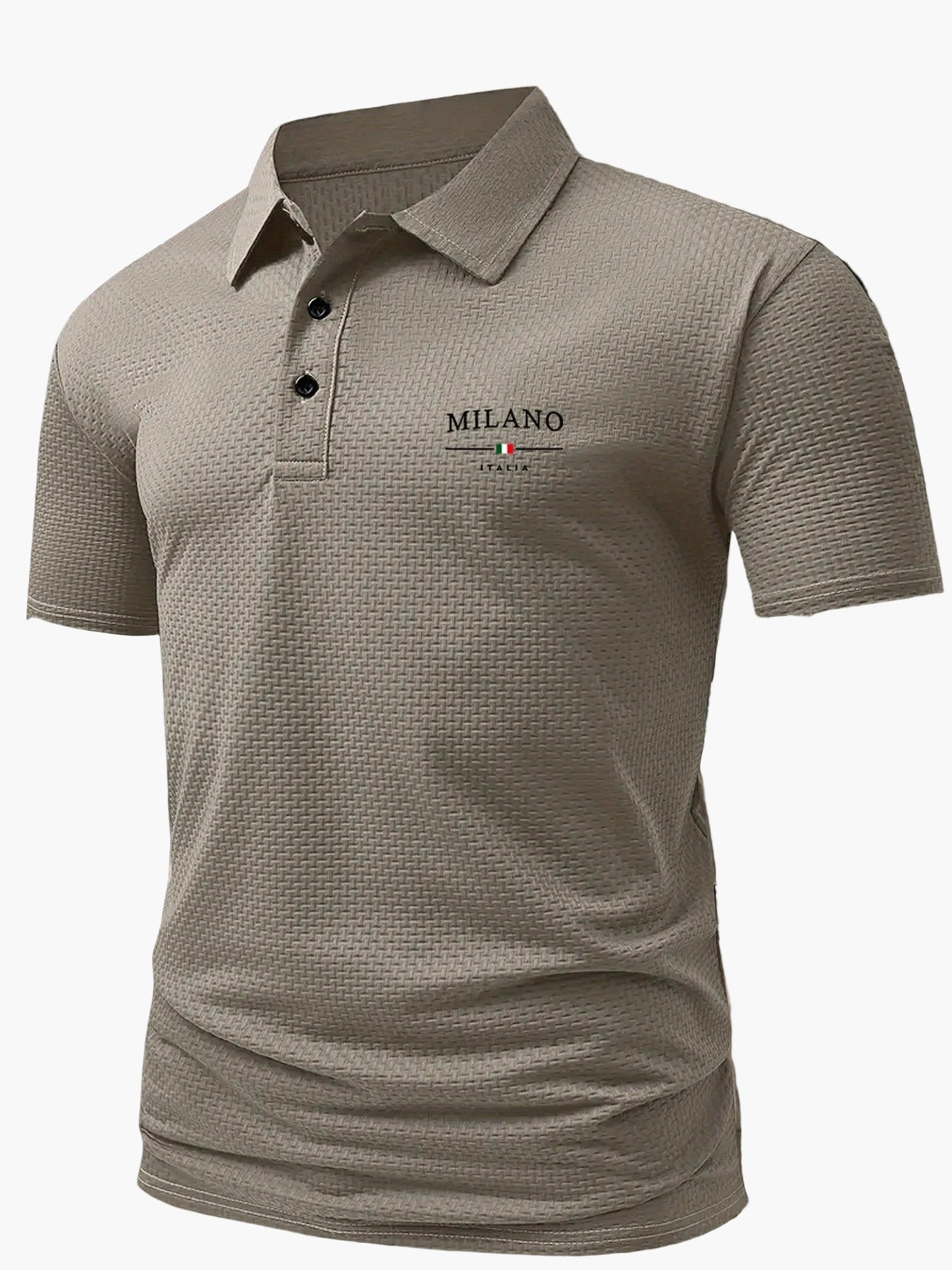 Męska koszulka polo casual z geometrycznym wzorem i listwą na guziki – idealna na co dzień i czas wolny