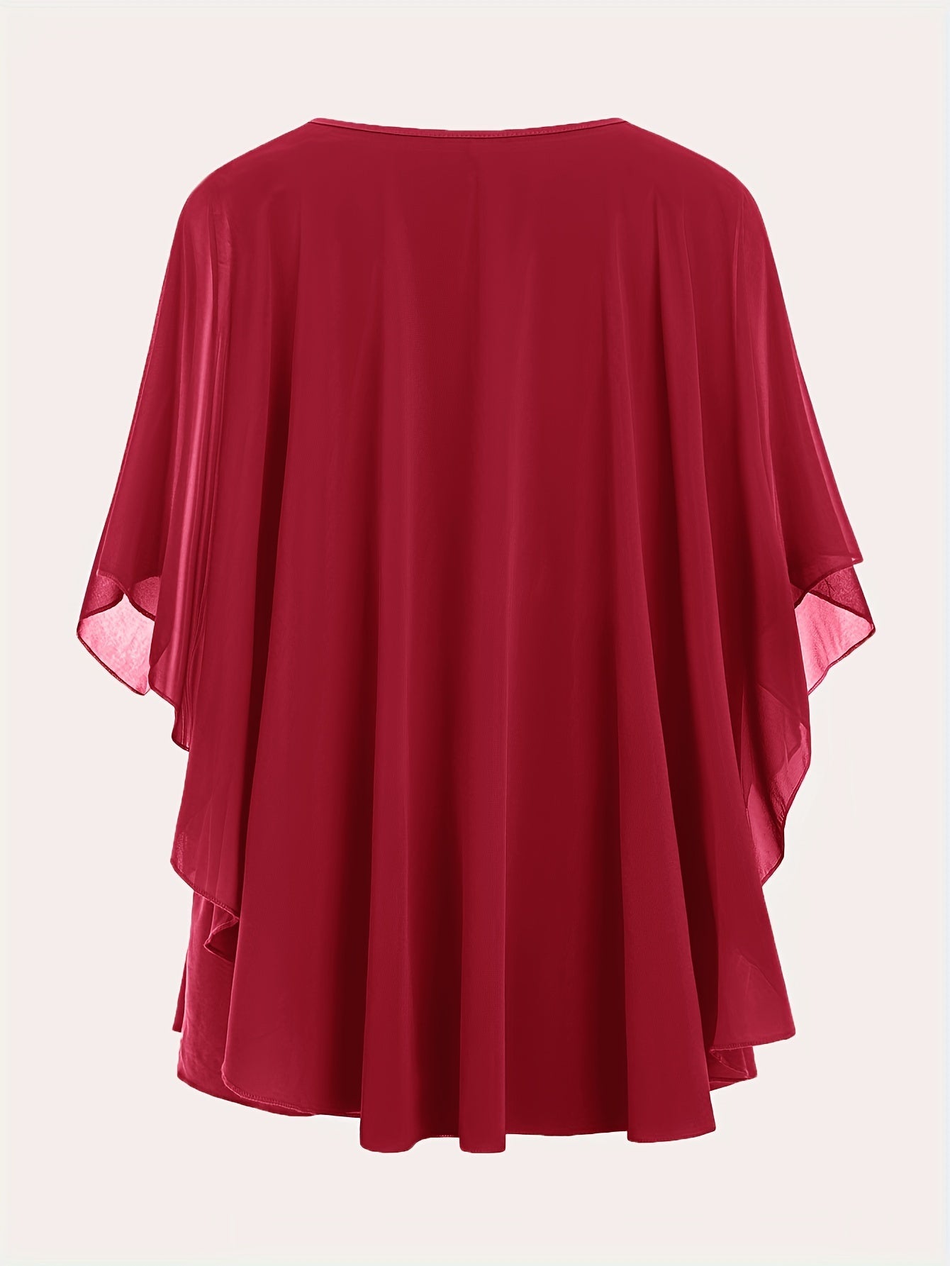 Damen Elegante Oversized Chiffon Bluse für Ausgehen – Stilvolle Flatterärmel, Lockerer Schnitt, Ideal für festliche Anlässe