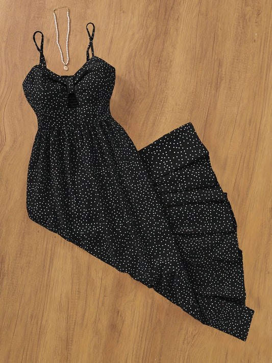 Vestido maxi de mujer con lunares y volantes – Vestido vintage de verano para ocasiones especiales