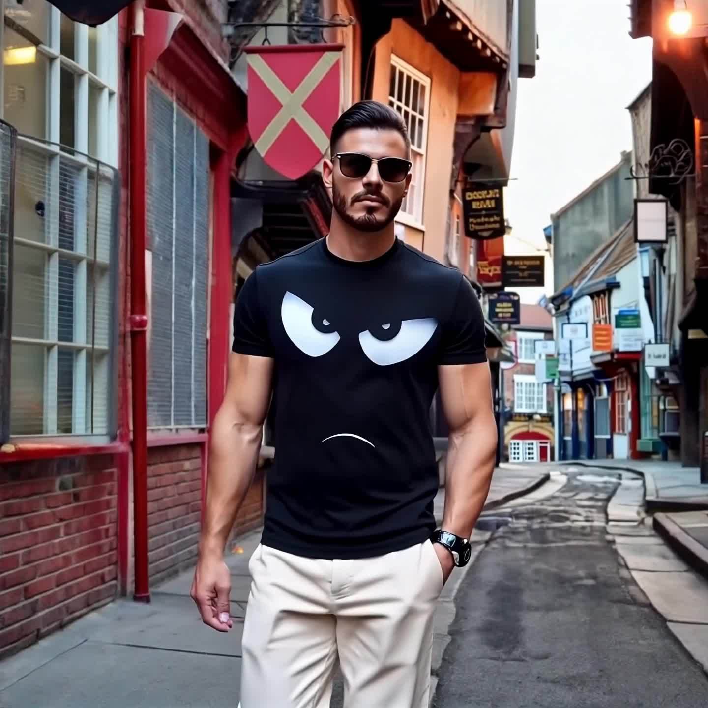 Camiseta para hombre con divertido motivo de ojos – Camiseta de cuello redondo casual para tiempo libre y uso diario