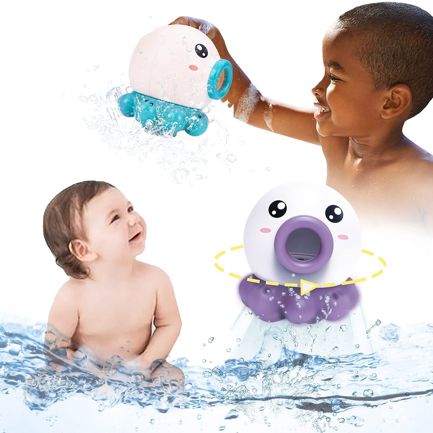 Baby Bade-Spielzeug Oktopus Wasserspritzspielzeug für Jungen und Mädchen – Interaktives Badespaß-Spielzeug für Kinder und Kleinkinder