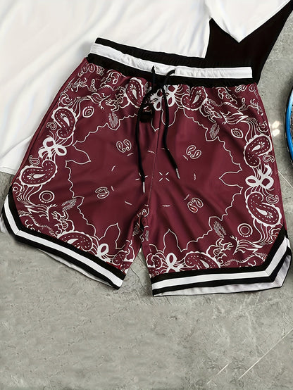 Herren Streetwear Basketball-Shorts mit Paisley-Print und sportlichem Design