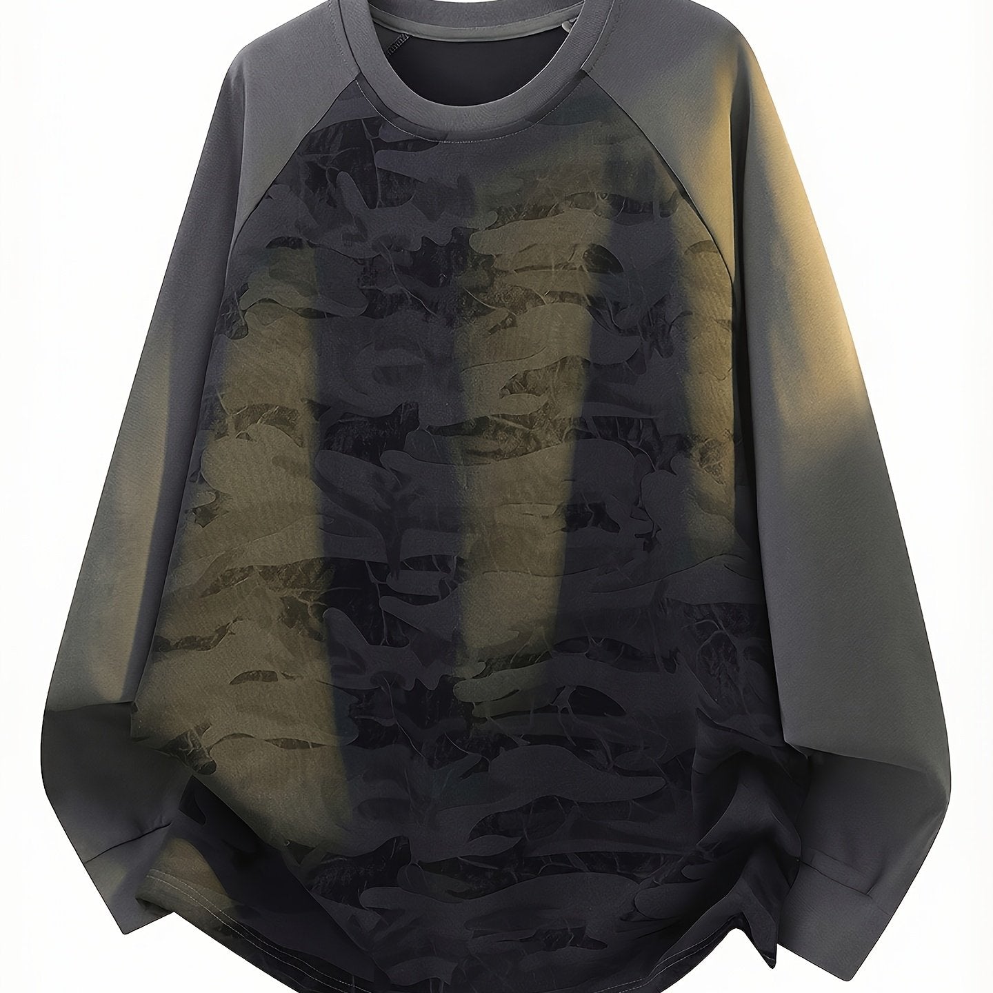 Raglan Langarmshirt im Camouflage-Look, Rundhals-Sweatshirt