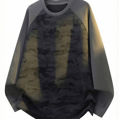 Raglan Langarmshirt im Camouflage-Look, Rundhals-Sweatshirt