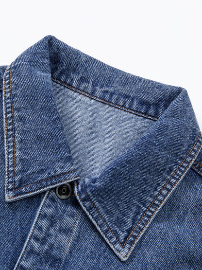 Herre jeansvest i avslappet stil – ermeløs fritidsvest med knappestolpe og krage