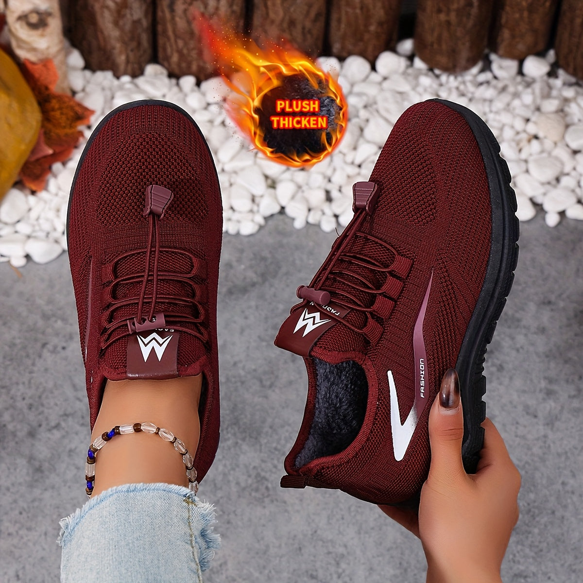 Sneakers invernali da donna foderati con sistema di allacciatura rapida