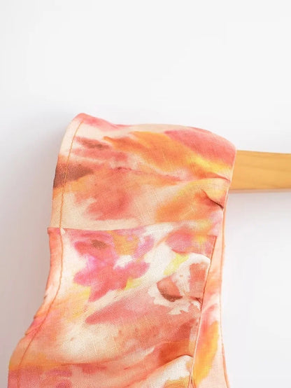 Abito lungo da donna con ruches e volant – Elegante abito estivo per tempo libero e vacanze