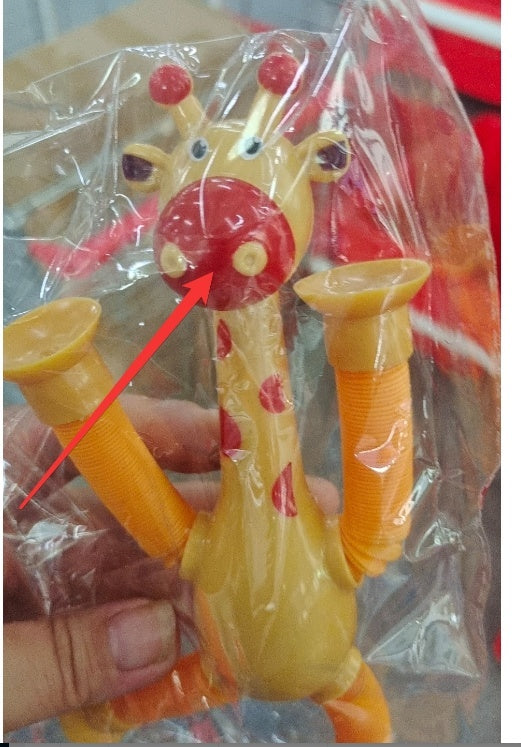 Kinder cartoon giraffe fidget speelgoed – telescopische zuignap anti-stress speelfiguur – unisex, sensorisch leerspeelgoed