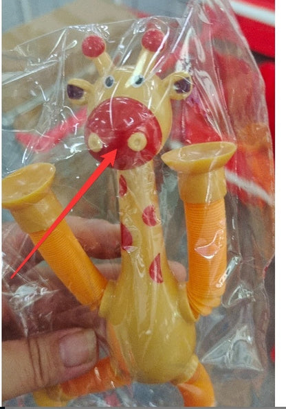 Kinder cartoon giraffe fidget speelgoed – telescopische zuignap anti-stress speelfiguur – unisex, sensorisch leerspeelgoed