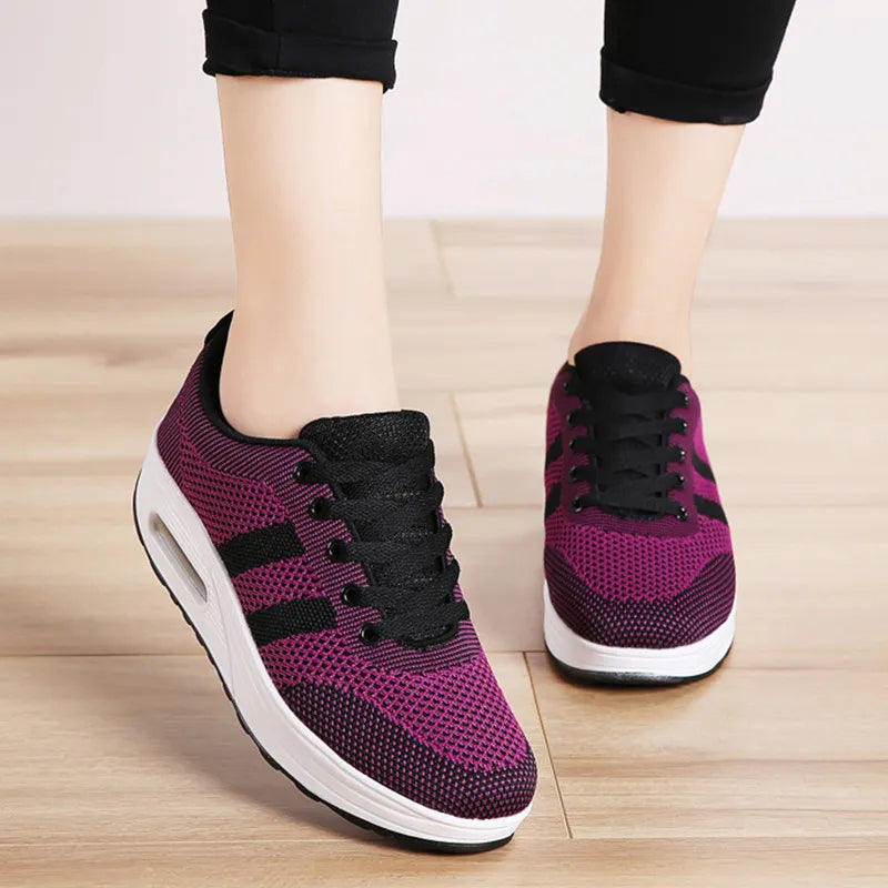 Damen Komfort Sneaker für Alltag und Arbeit – Orthopädische Laufschuhe mit erhöhter Sohle