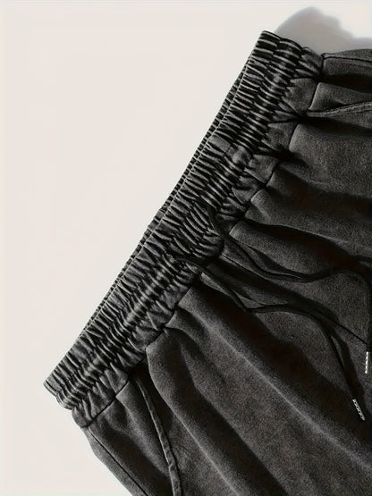 Męskie szorty streetwear z nadrukiem „Hustle” – luźne szorty dresowe na co dzień i na czas wolny