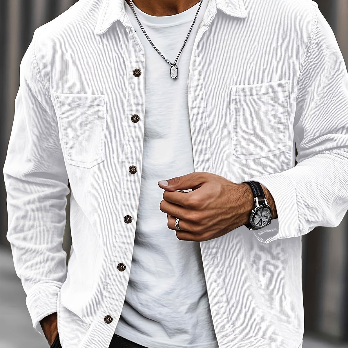 Bryce | Overshirt met lange mouwen, zakken en knopen voor heren