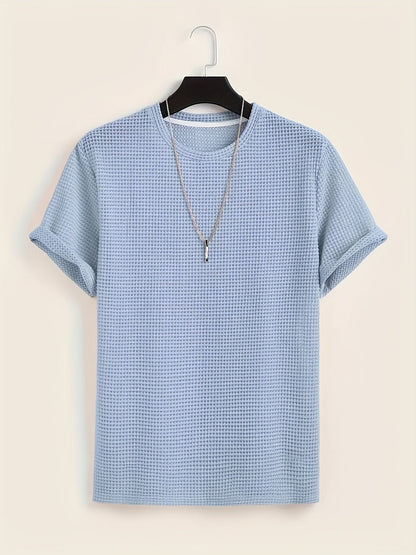 Męski krótki rękaw T-shirt ze strukturą i nowoczesnym stylem casualowym