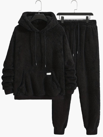 Herre fleece hoodie joggingdragt todelt – hyggeligt fritidstøj til sport & loungewear