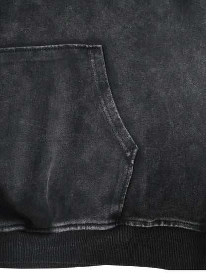 Unisex Kapuzenpullover Oversize Washed Dunkelgrau