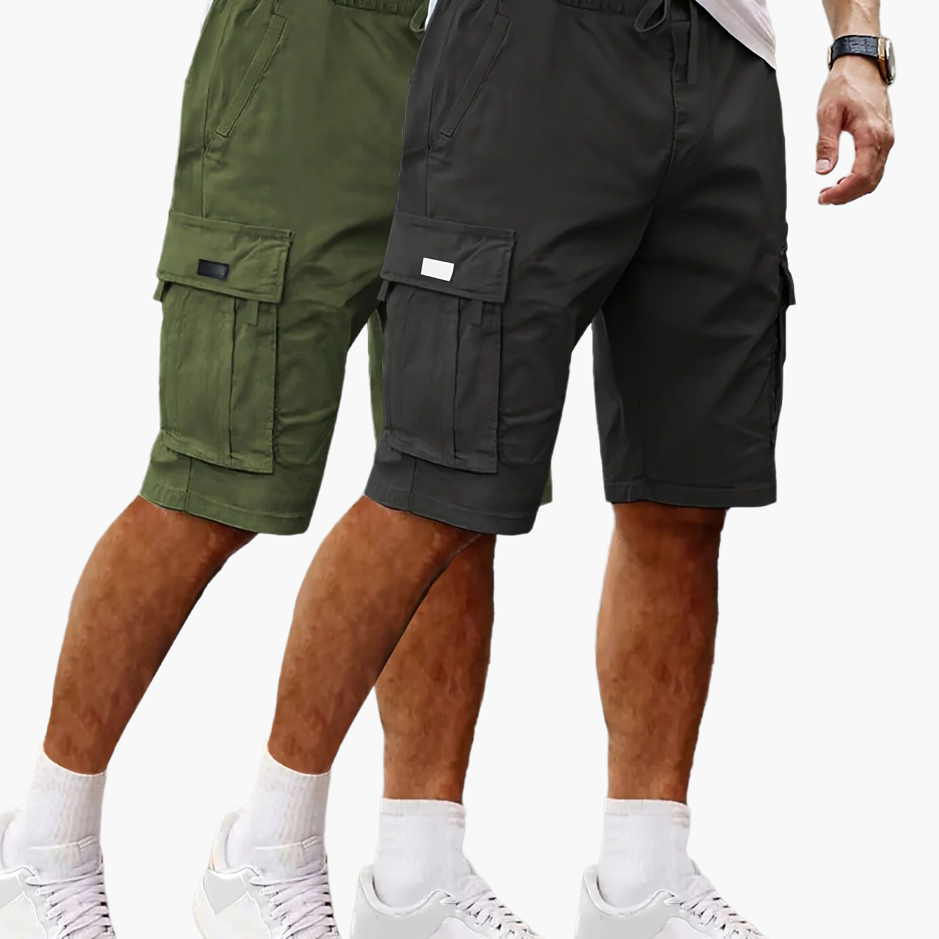 Heren Cargo Shorts 2-pack – Vrije tijd & Outdoor, Comfortabele cargoshorts met zakken, Regular Fit