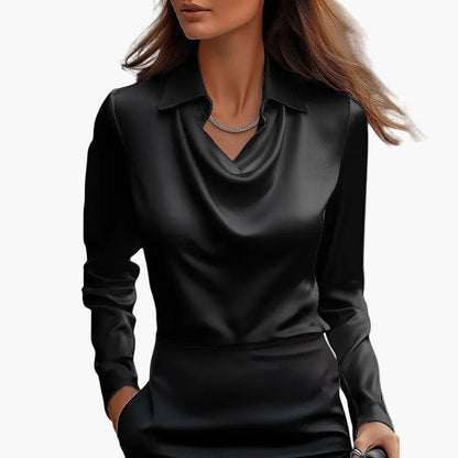 Dam Blus med vattenfallskrage – Elegant business- och fritidslook