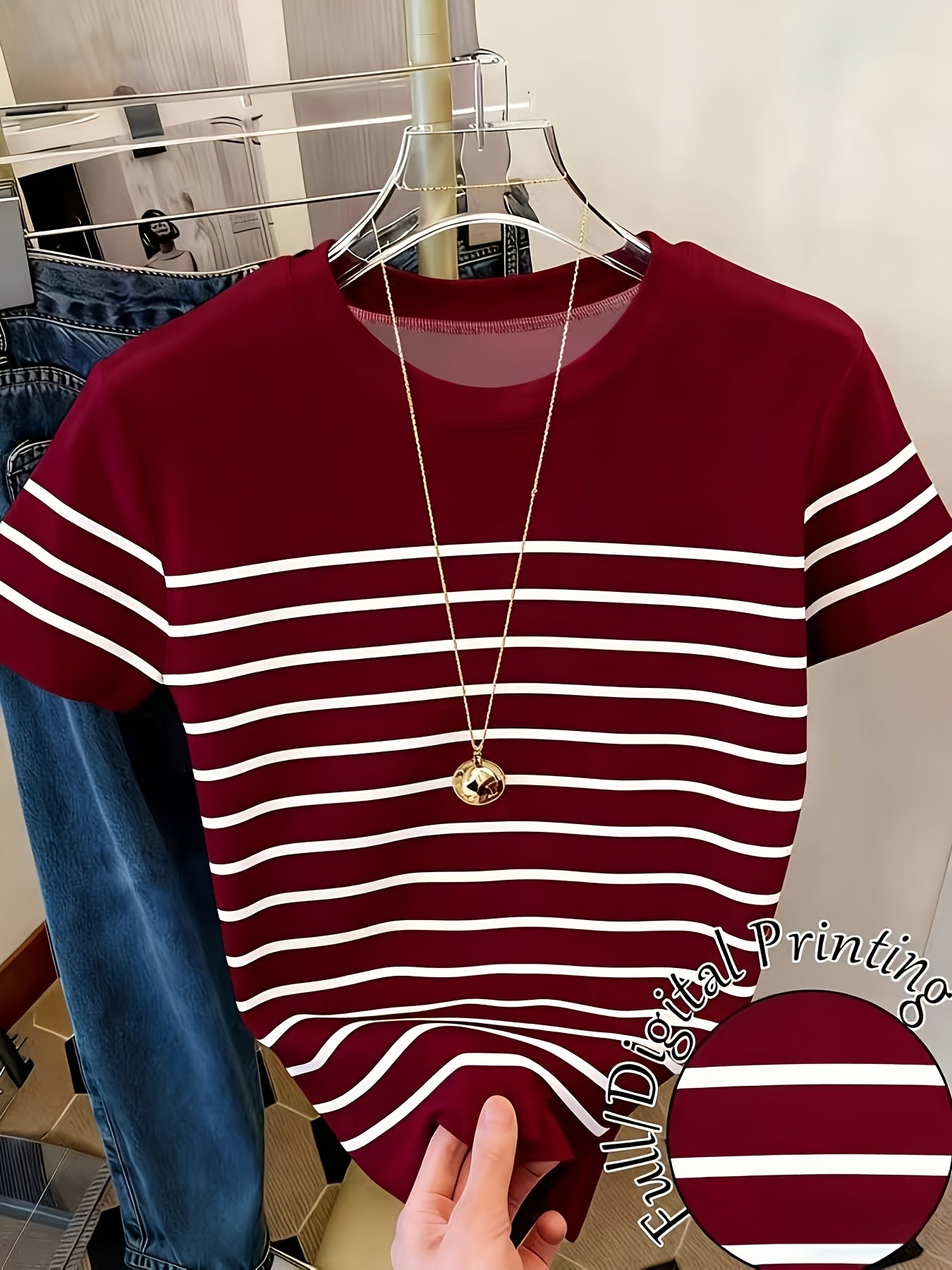 Damen T-Shirt mit Streifen und Raffung – Modisches Freizeitshirt, Sommer-Stil