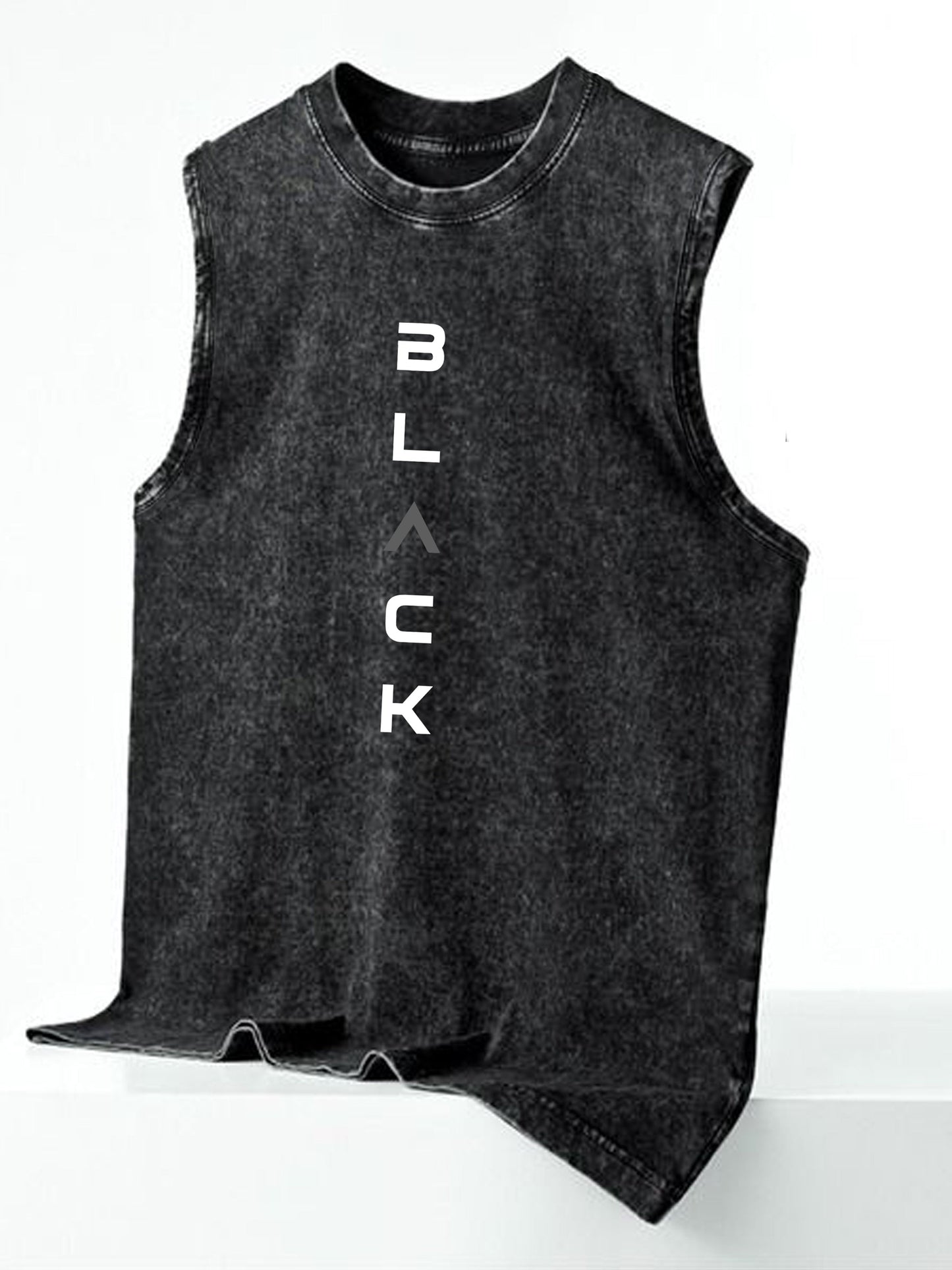 Herren streetwear ärmlös linne med vertikal tryck och urban stil