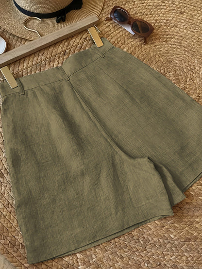 Dame vintage shorts med høj talje til sommer – stilfulde fritidsshorts med lommer