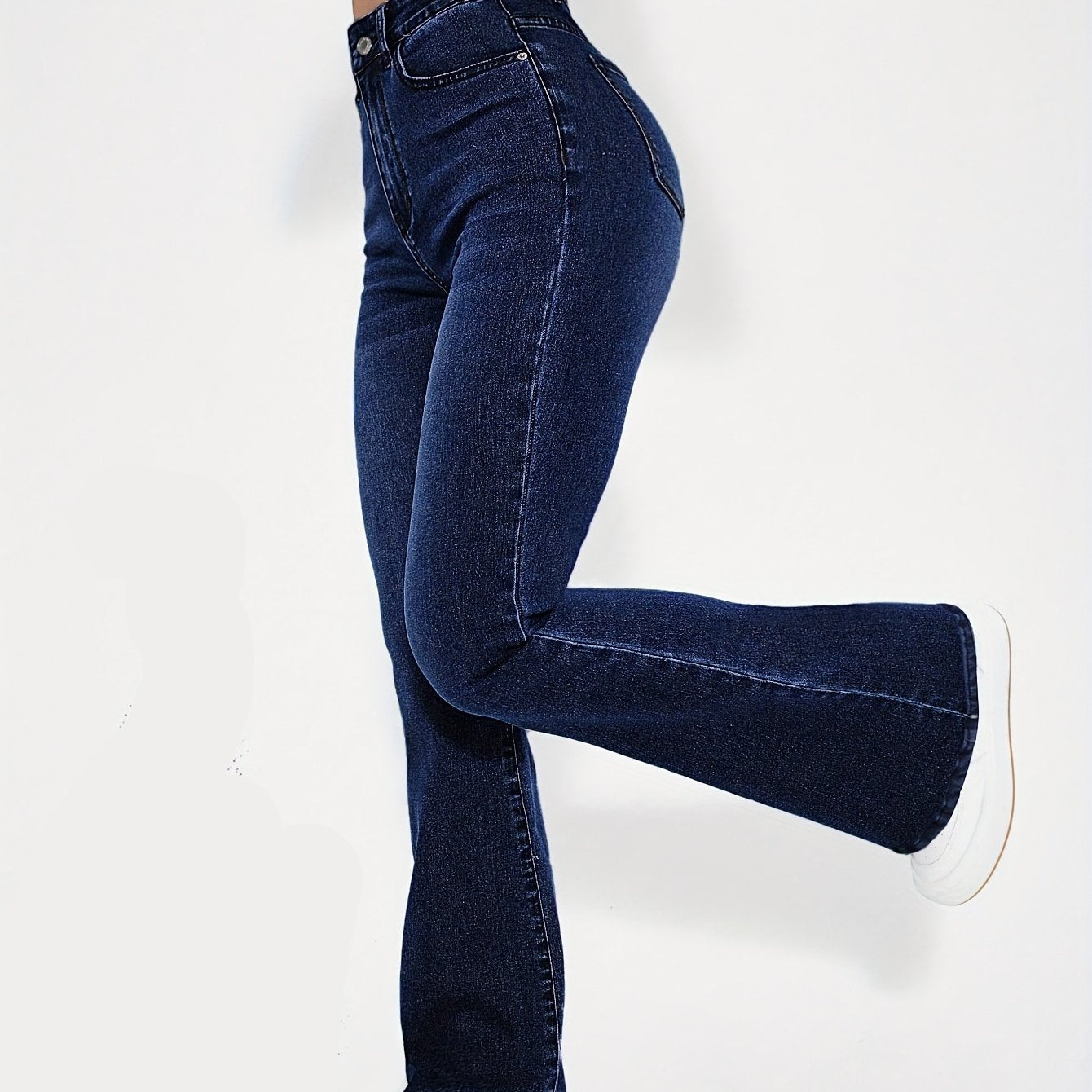 Damen Schlagjeans Hoher Bund Dunkelblau mit warmem Innenfutter