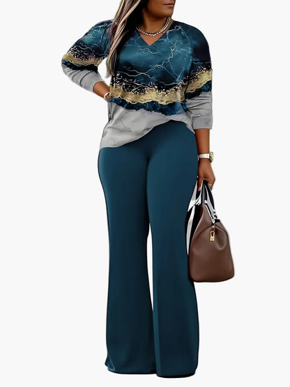 Damska elegancka bluzka casual z geometrycznym wzorem i szerokim krojem – idealna na wiosnę i lato
