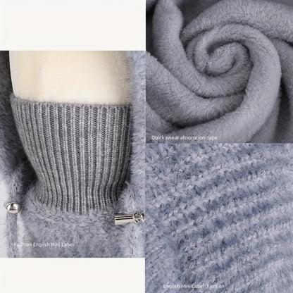 Gestrickte Balaklava-Mütze mit Katzenohren und Halsschutz für Damen