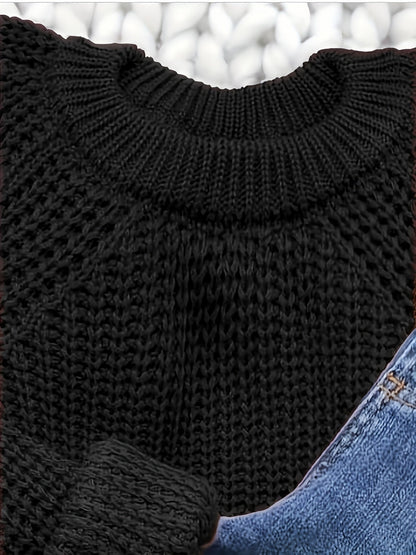 Damen Strickpullover mit Rundhalsausschnitt – Eleganter Freizeitstil für Herbst und Winter