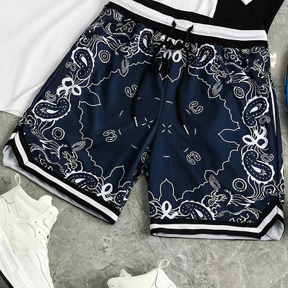 Herren Streetwear Basketball-Shorts mit Paisley-Print und sportlichem Design