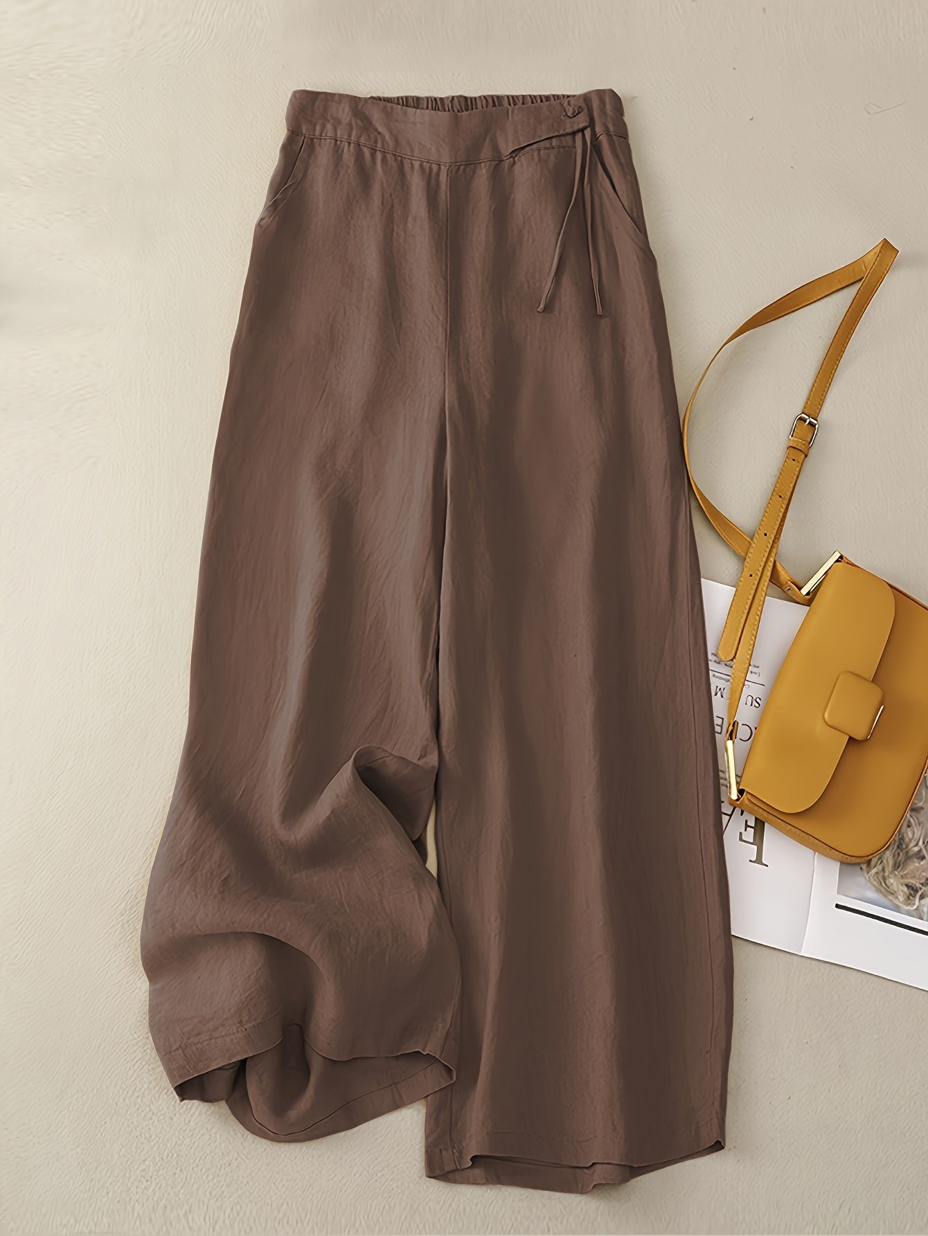 Pantaloni da tempo libero donna a gamba larga con vita alta e coulisse – Look estivo elegante per tutti i giorni e l’ufficio