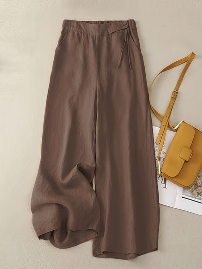Pantaloni da tempo libero donna a gamba larga con vita alta e coulisse – Look estivo elegante per tutti i giorni e l’ufficio