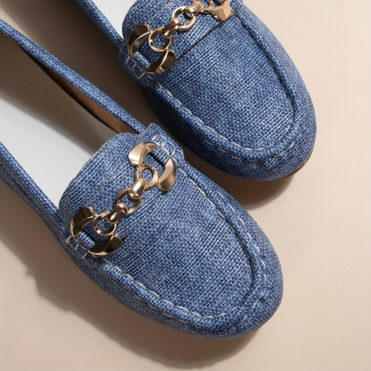 Damen Mokassins Slip-On Freizeitschuhe mit Kettendetail – Bequeme Alltagsloafers für Stil und Komfort