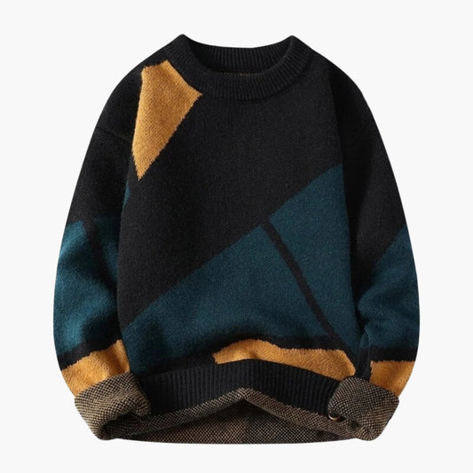 Jersey de punto para hombre con diseño geométrico – Estilo cómodo para tiempo libre