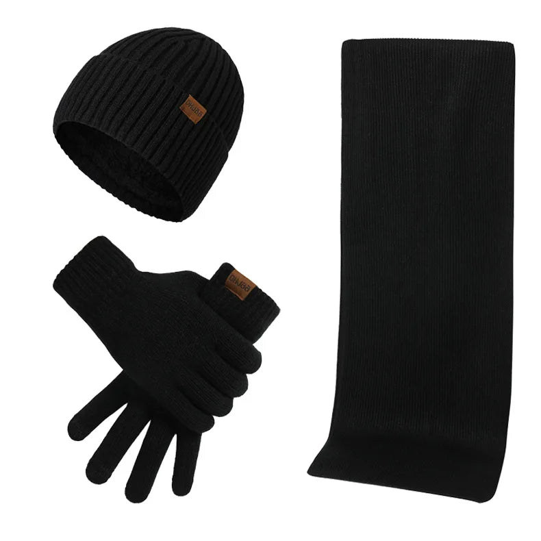 Stoere winterset met muts, sjaal en handschoenen