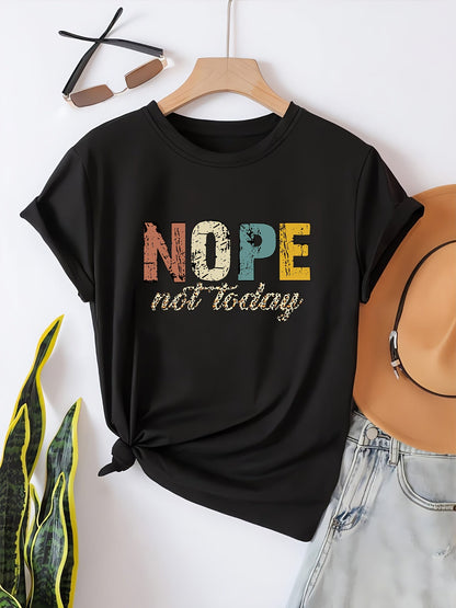 Damen Statement T-Shirt mit Spruch ‚NOPE not today‘ – Lässiges Freizeitshirt, Trendiges Motiv, Humorvoller Stil