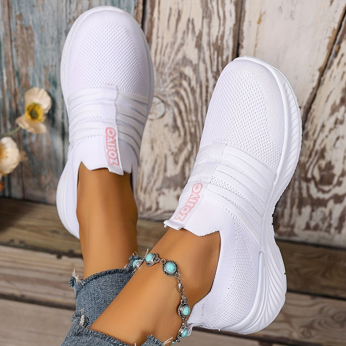 Sneaker Slip-On da donna con motivo a righe – Scarpe casual comode per tutti i giorni e viaggi