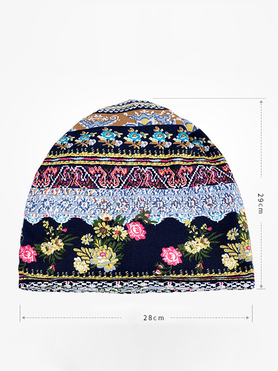 Damska czapka beanie z kwiatowym wzorem – modny komin na wiosnę, lato i jesień