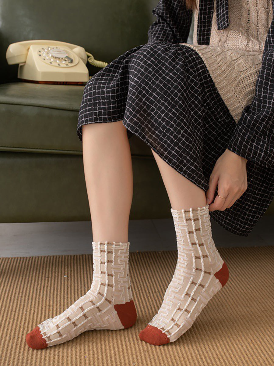 Damen Vintage Socken mit Blumenmuster – Modisches 5er-Set für Frühling & Herbst