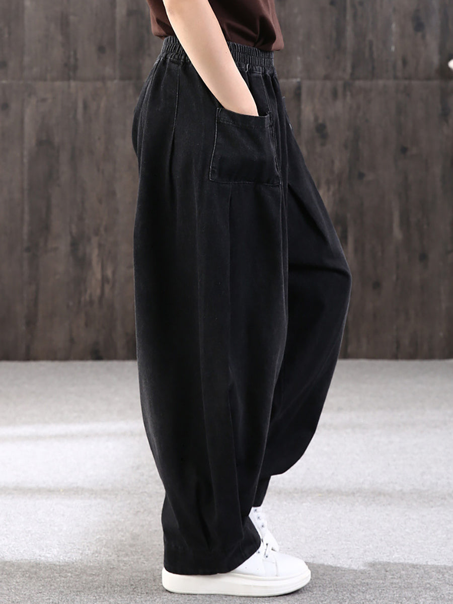 Jeans baggy da donna pantaloni harem – Pantaloni larghi da tempo libero con vita elastica, stile streetwear
