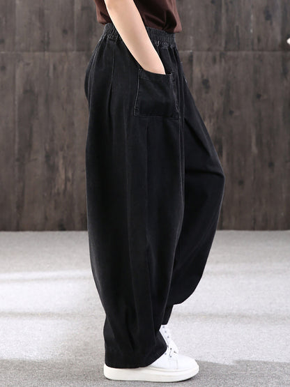 Jeans baggy da donna pantaloni harem – Pantaloni larghi da tempo libero con vita elastica, stile streetwear