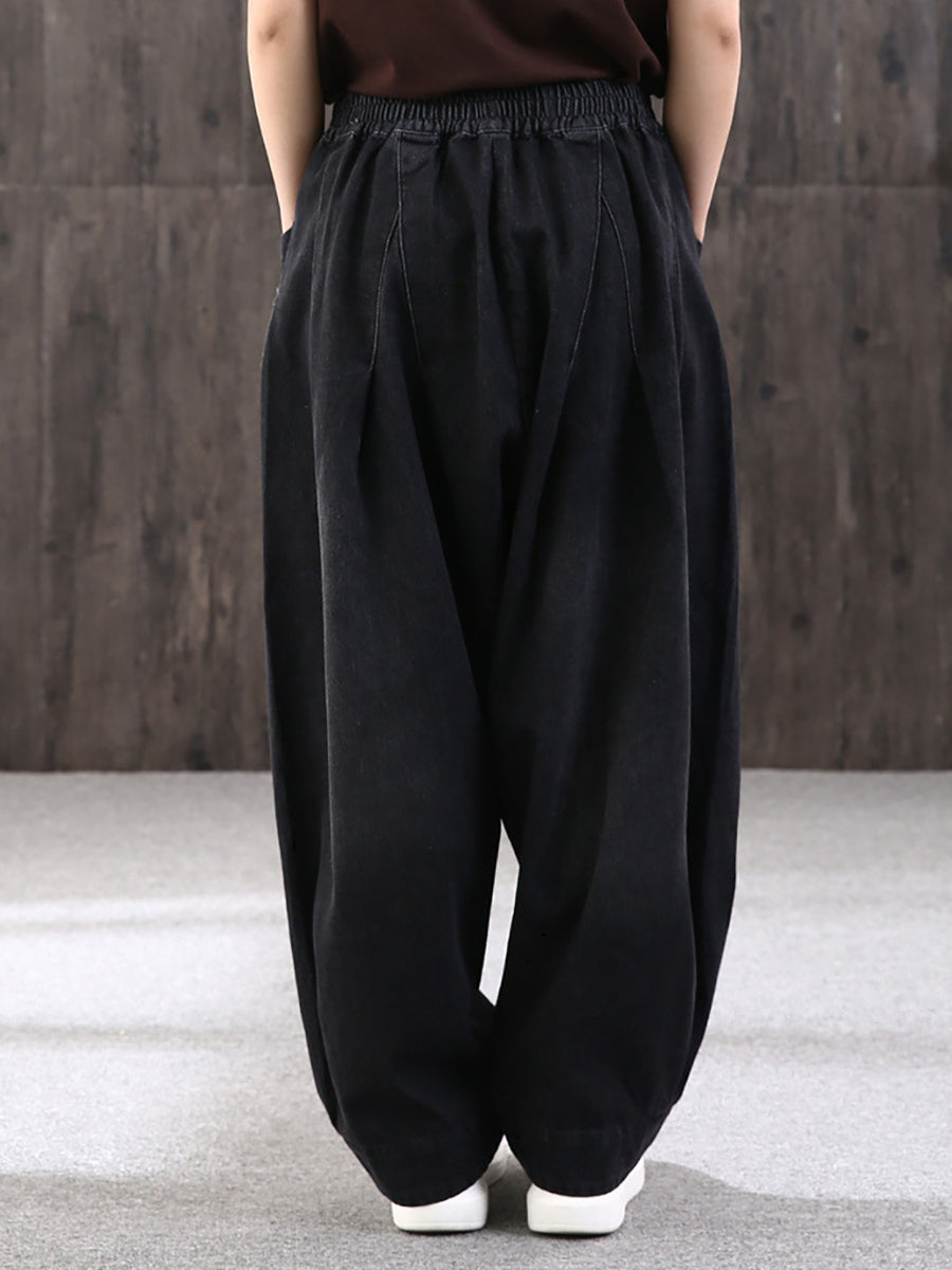 Jeans baggy da donna pantaloni harem – Pantaloni larghi da tempo libero con vita elastica, stile streetwear